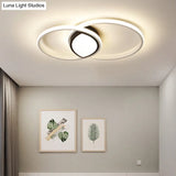 Modern Black And White Metal Ceiling Light With Led Flush Remote Dimming Control - 16’/19.5’ Wide