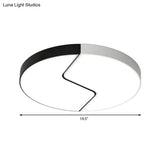 Modern Black And White Round Flushmount Metal 2 - Light Led Ceiling Light - 19.5’ W Warm/White