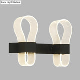 Modern Black Arc Ring Sconce Lighting With 2 Heads - Led Wall Lamp In Warm/White Light