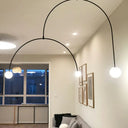 Modern Black Arched Chandelier With 3 Lights And White Glass Ball Shade