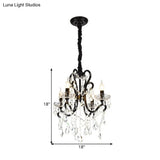 Modern Black Bedroom Chandelier - 4/5 Light Crystal Stands Swag Hanging Ceiling Fixture