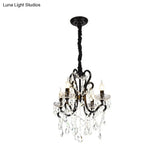 Modern Black Bedroom Chandelier - 4/5 Light Crystal Stands Swag Hanging Ceiling Fixture