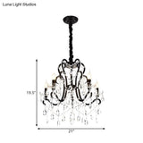 Modern Black Bedroom Chandelier - 4/5 Light Crystal Stands Swag Hanging Ceiling Fixture