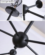 Modern Black Branch Chandelier - Clear Glass Shade Ceiling Light For Living Room