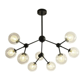 Modern Black Branch Chandelier - Clear Glass Shade Ceiling Light For Living Room 9 /
