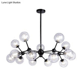 Modern Black Branch Chandelier - Clear Glass Shade Ceiling Light For Living Room