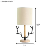 Modern Black Branch Night Table Lamp: 1-Head Wood Reading Light For Bedroom