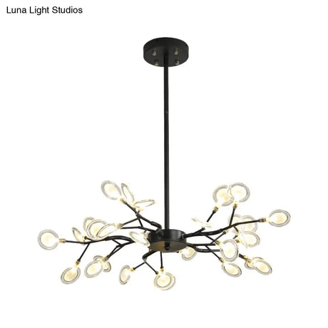 Modern Black Branching Chandelier With Metallic Multi-Light Suspension
