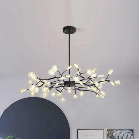 Modern Black Branching Chandelier With Metallic Multi-Light Suspension 54 /