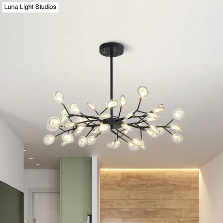 Modern Black Branching Chandelier With Metallic Multi-Light Suspension