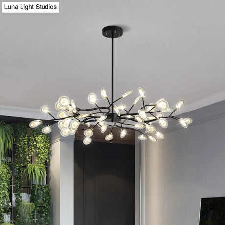 Modern Black Branching Chandelier With Metallic Multi-Light Suspension