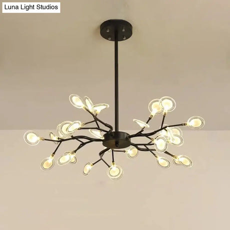 Modern Black Branching Chandelier With Metallic Multi-Light Suspension