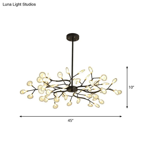 Modern Black Branching Chandelier With Metallic Multi-Light Suspension