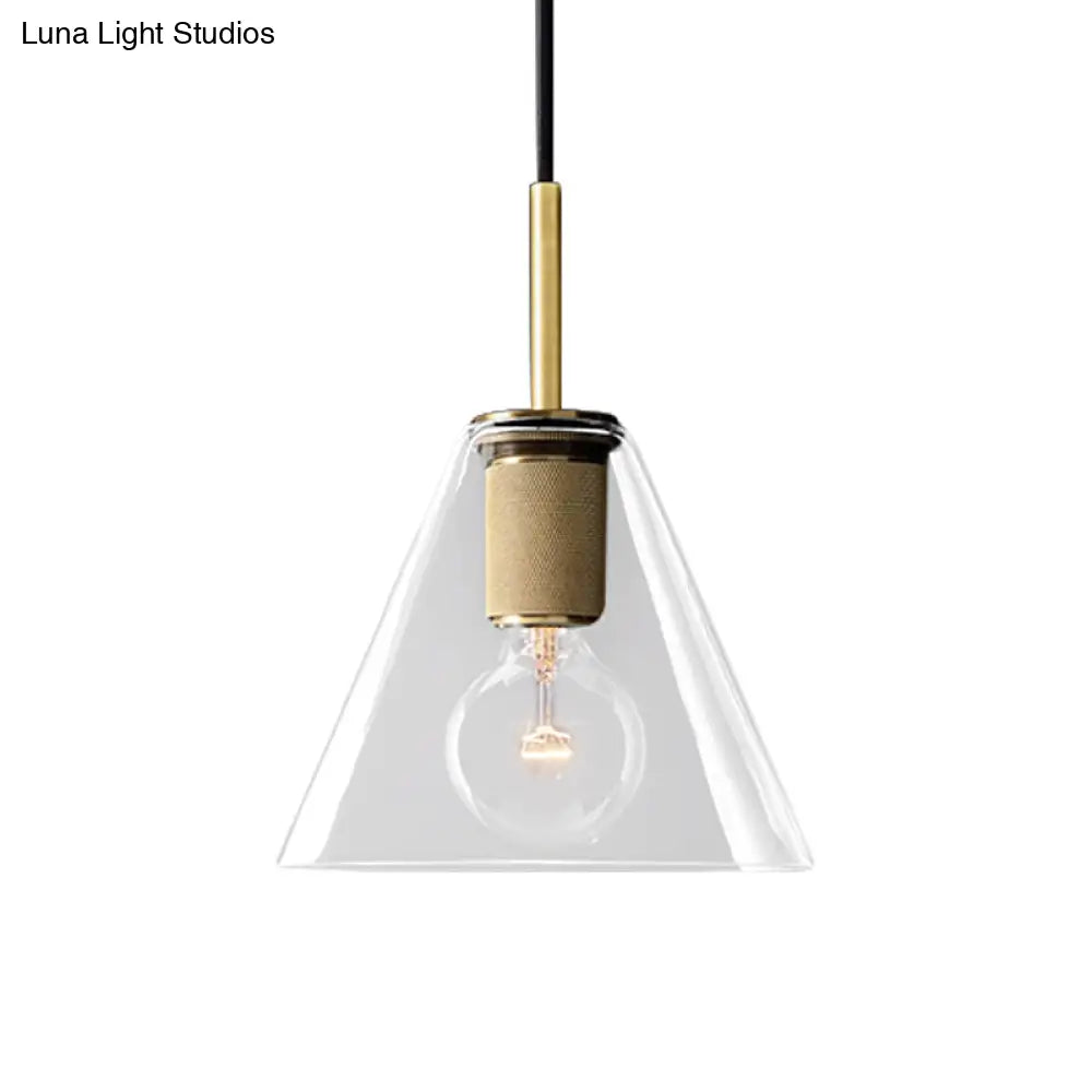 Modern Black/Brass/Chrome Pendant Lamp - 1 Light Clear Glass Ceiling Fixture