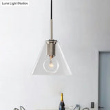 Modern Black/Brass/Chrome Pendant Lamp - 1 Light Clear Glass Ceiling Fixture