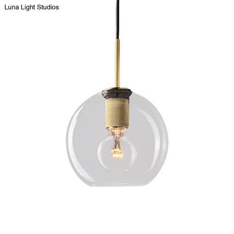 Modern Black/Brass/Chrome Pendant Lamp - 1 Light Clear Glass Ceiling Fixture