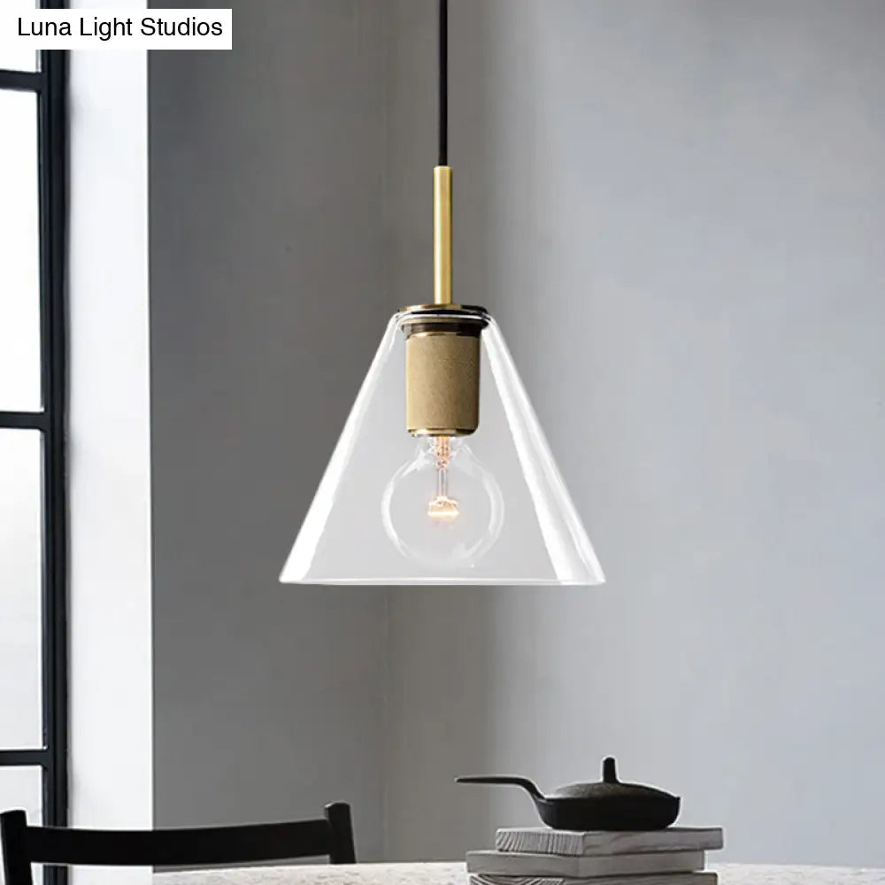 Modern Black/Brass/Chrome Pendant Lamp - 1 Light Clear Glass Ceiling Fixture
