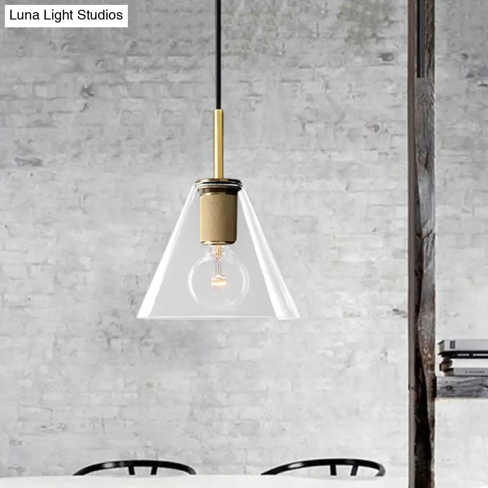Modern Black/Brass/Chrome Pendant Lamp - 1 Light Clear Glass Ceiling Fixture