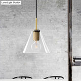 Modern Black/Brass/Chrome Pendant Lamp - 1 Light Clear Glass Ceiling Fixture