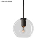 Modern Black/Brass/Chrome Pendant Lamp - 1 Light Clear Glass Ceiling Fixture