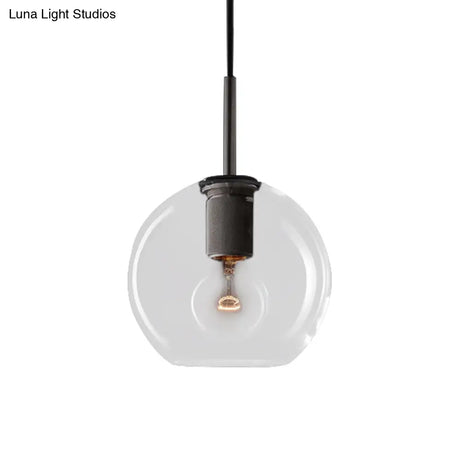 Modern Black/Brass/Chrome Pendant Lamp - 1 Light Clear Glass Ceiling Fixture