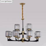 Modern Black & Brass Crystal Prism Chandelier – 4/6/12 Lights
