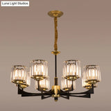 Modern Black & Brass Crystal Prism Chandelier – 4/6/12 Lights