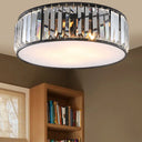 Modern Black/Bronze Flush Mount Bedroom Drum Light With Crystal Block - 12.5’/16.5’ Width Black