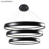 Modern Black Brown Gold Orbit Led Ceiling Light: 1/2/3-Light Acrylic Chandelier In Warm White