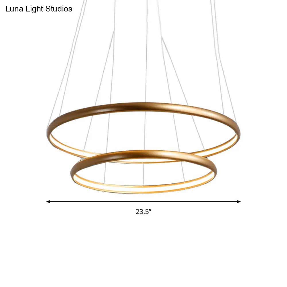 Modern Black Brown Gold Orbit Led Ceiling Light: 1/2/3-Light Acrylic Chandelier In Warm White