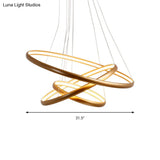 Modern Black Brown Gold Orbit Led Ceiling Light: 1/2/3-Light Acrylic Chandelier In Warm White