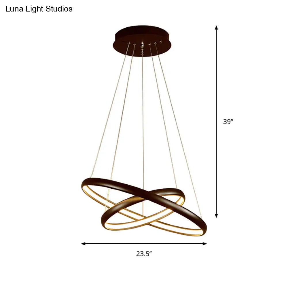 Modern Black Brown Gold Orbit Led Ceiling Light: 1/2/3-Light Acrylic Chandelier In Warm White
