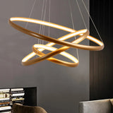 Modern Black Brown Gold Orbit Led Ceiling Light: 1/2/3-Light Acrylic Chandelier In Warm White