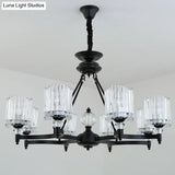 Modern Black Chandelier Pendant With Clear Crystal Shades - 6/8 Head Ceiling Lamp For Restaurants