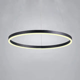 Modern Black Chandelier With Acrylic Shade - 1/2/3-Ring Living Room Ceiling Light In Warm/White /