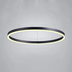 Modern Black Chandelier With Acrylic Shade - 1/2/3-Ring Living Room Ceiling Light In Warm/White /
