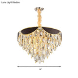 Modern Black Chandelier With Crystal Shades - 6-Head Dining Room Pendant Light Kit
