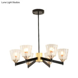 Modern Black Cone Chandelier - Lattice Glass 3/6/8 Lights Ceiling Hanging Light