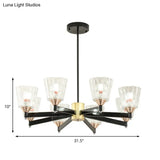 Modern Black Cone Chandelier - Lattice Glass 3/6/8 Lights Ceiling Hanging Light