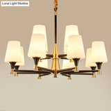 Modern Black Conical Glass Chandelier Light For Traditional Bedroom Ceiling
