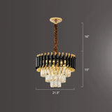 Modern Black Conical Pendant Lamp With Opulent K9 Crystal Prism Chandelier - Perfect For