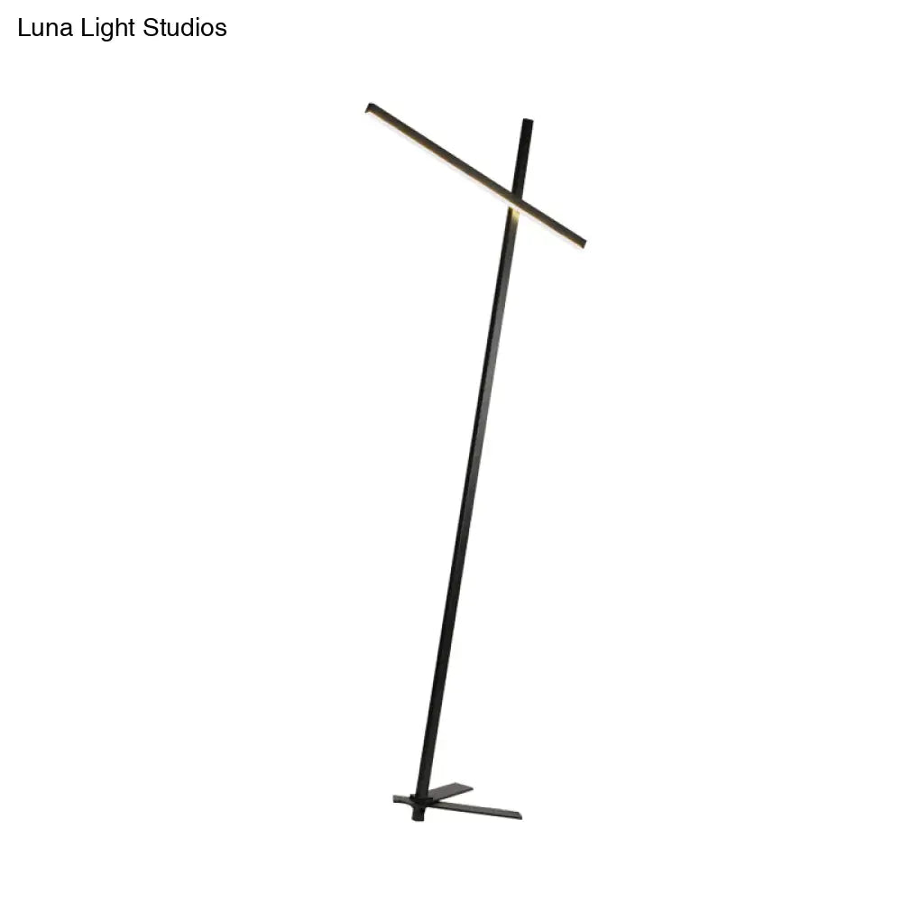Modern Black Cross-Shaped Led Floor Reading Lamp For Bedroom