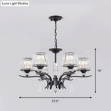 Modern Black Crystal Cone Chandelier - 3/6-Bulb Ceiling Suspension Lamp For Bedroom