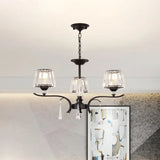 Modern Black Crystal Cone Chandelier - 3/6-Bulb Ceiling Suspension Lamp For Bedroom 3 /