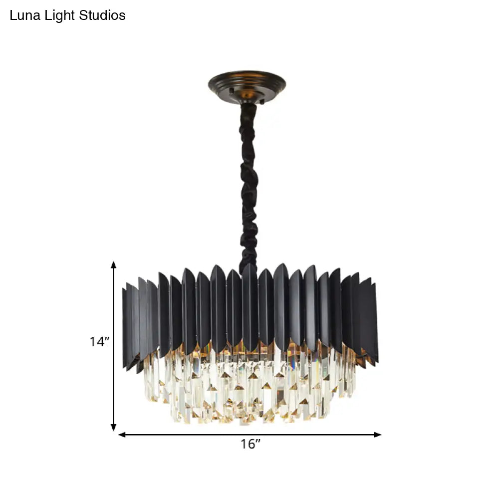 Modern Black Crystal Rod Pendant Chandelier - 4/5-Bulb Ceiling Hanging Light For Parlor