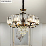 Modern Black Cuboid Chandelier With Clear Crystal Shades - 3/6 Heads Ceiling Light Fixture