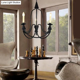 Modern Black Curved Arm Dining Room Chandelier - 3/6 Lights Metal Hanging Light Fixture