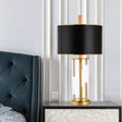 Modern Black Desk Lamp With Fabric Shade - Compact Cylindrical Table Light 1 Bulb