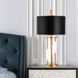 Modern Black Desk Lamp With Fabric Shade - Compact Cylindrical Table Light 1 Bulb