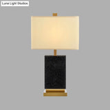 Modern Black Desk Lamp With Fabric Shade - Single Bulb Night Table Light